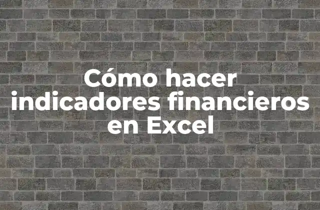 Cómo Hacer Indicadores Financieros en Excel