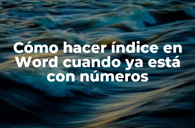 Cómo Hacer Índice en Word Cuando Ya Está con Números 2 ¿Qué es un índice en Word y para qué sirve?