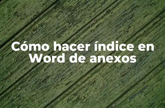 Cómo Hacer Índice en Word de Anexos