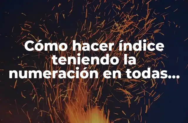 Cómo Hacer Índice Teniendo la Numeración en Todas las Hojas