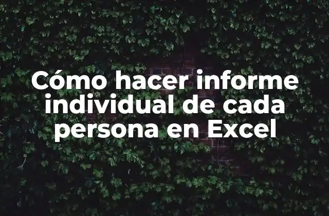 Cómo Hacer Informe Individual de Cada Persona en Excel