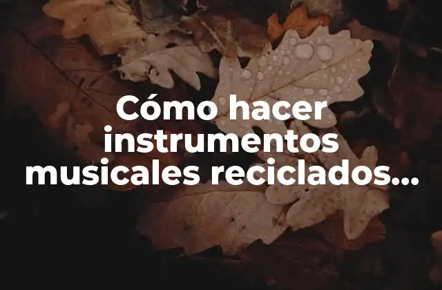 Cómo Hacer Instrumentos Musicales Reciclados para Niños