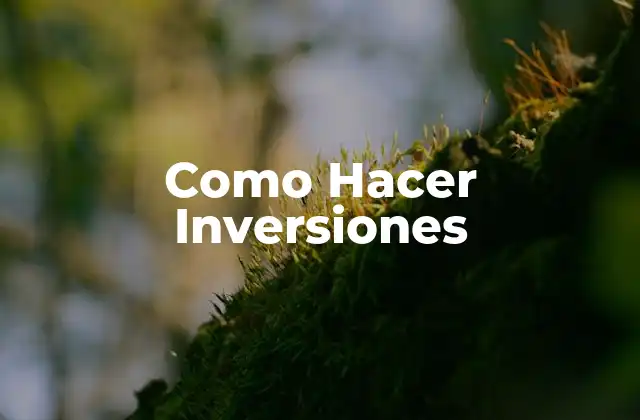 Como Hacer Inversiones
