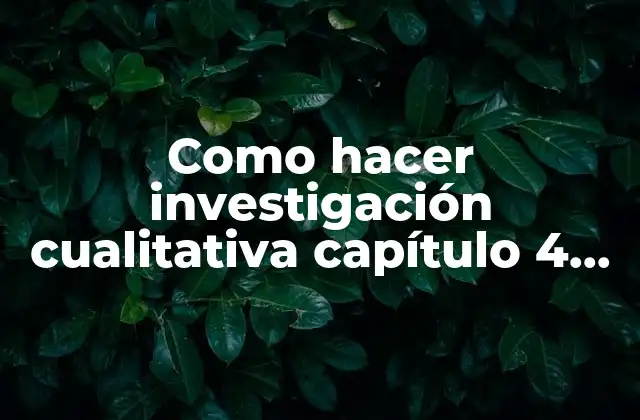 Como Hacer Investigación Cualitativa Capítulo 4 Métodos Básicos Resumen