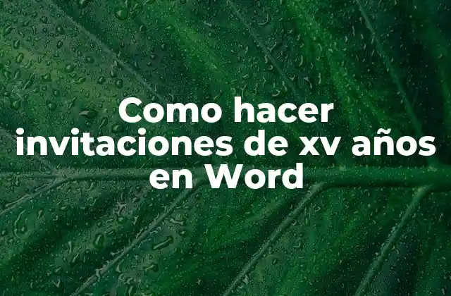 Como Hacer Invitaciones de Xv Años en Word