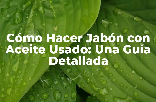 Cómo Hacer Jabón con Aceite Usado: una Guía Detallada