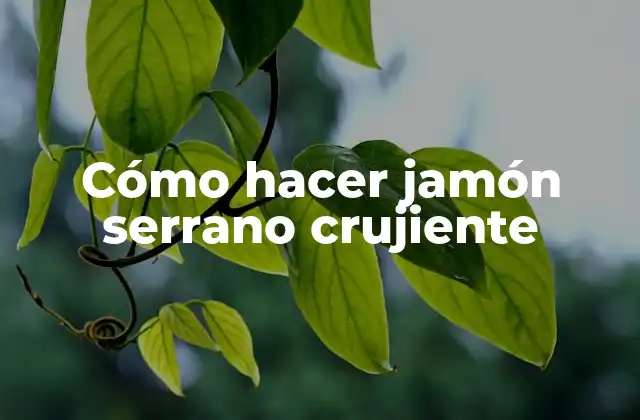 Cómo Hacer Jamón Serrano Crujiente