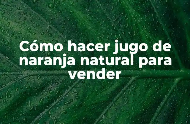 Cómo Hacer Jugo de Naranja Natural para Vender