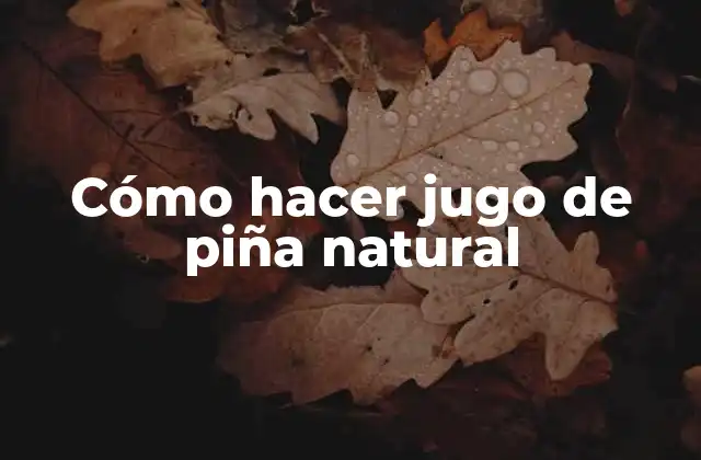 Cómo Hacer Jugo de Piña Natural