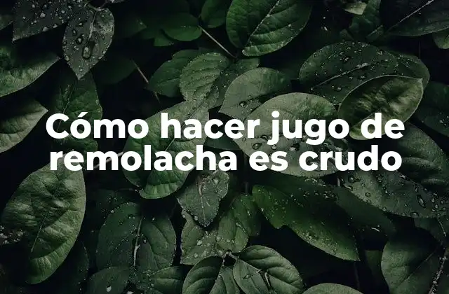 Cómo Hacer Jugo de Remolacha es Crudo