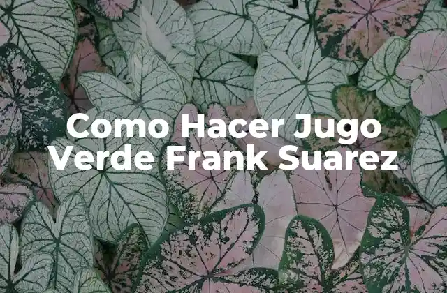 Como Hacer Jugo Verde Frank Suarez