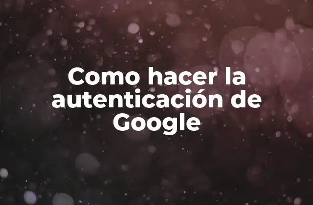 Como Hacer la Autenticación de Google