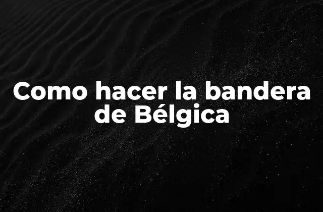 Como Hacer la Bandera de Bélgica