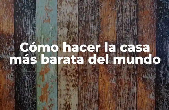 Cómo Hacer la Casa Más Barata Del Mundo