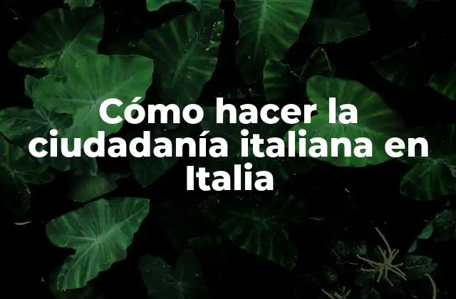 Cómo Hacer la Ciudadanía Italiana en Italia