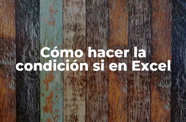 Cómo Hacer la Condición Si en Excel