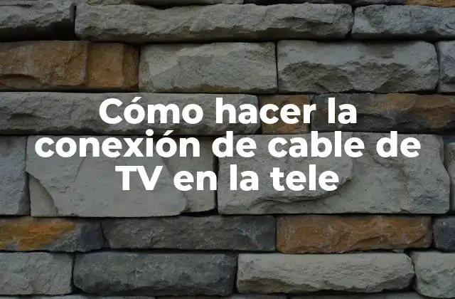 Cómo Hacer la Conexión de Cable de Tv en la Tele