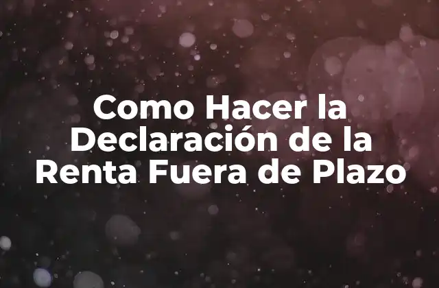 Como Hacer la Declaración de la Renta Fuera de Plazo