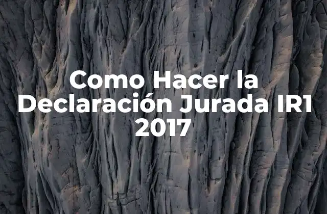 Como Hacer la Declaración Jurada Ir1 2017