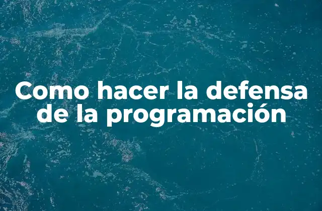 Como Hacer la Defensa de la Programación