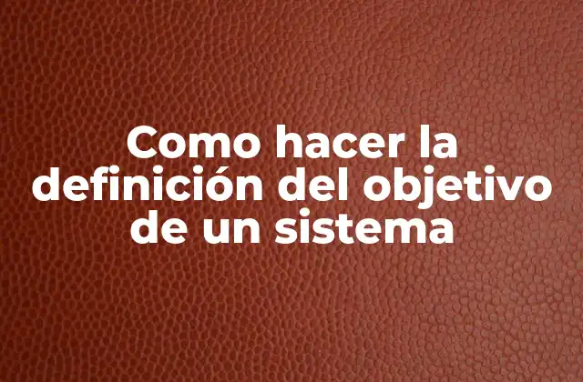 Como Hacer la Definición Del Objetivo de un Sistema