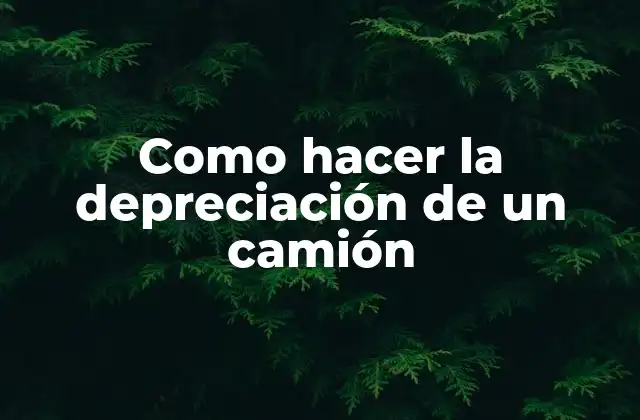 Como Hacer la Depreciación de un Camión
