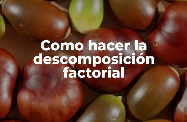 Como Hacer la Descomposición Factorial