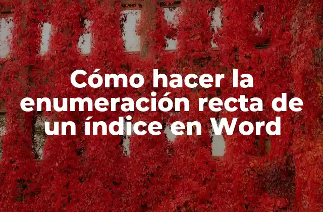 Cómo Hacer la Enumeración Recta de un Índice en Word