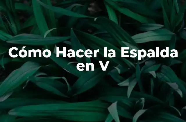 Cómo Hacer la Espalda en V