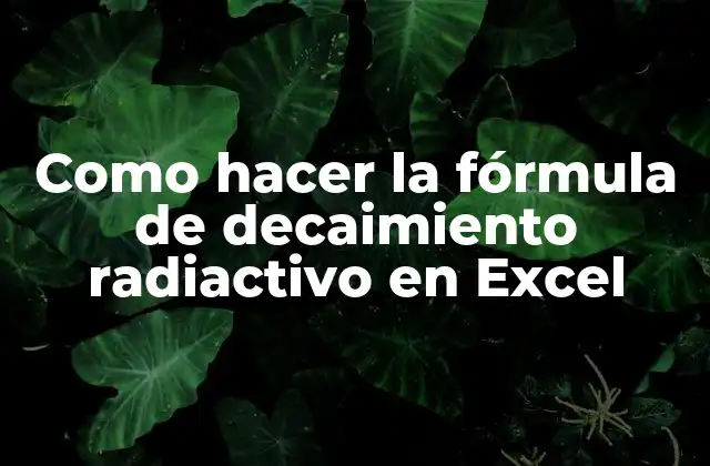 Como Hacer la Fórmula de Decaimiento Radiactivo en Excel