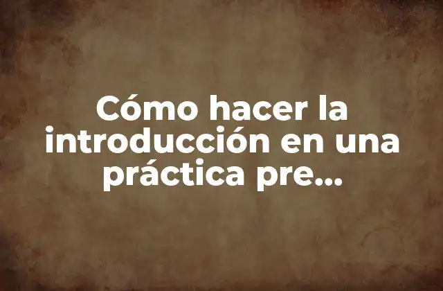 Cómo Hacer la Introducción en una Práctica Pre Profesional