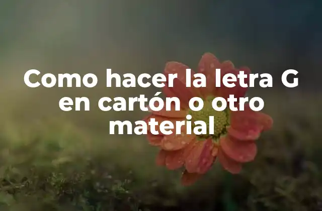 Como Hacer la Letra G en Cartón o Otro Material