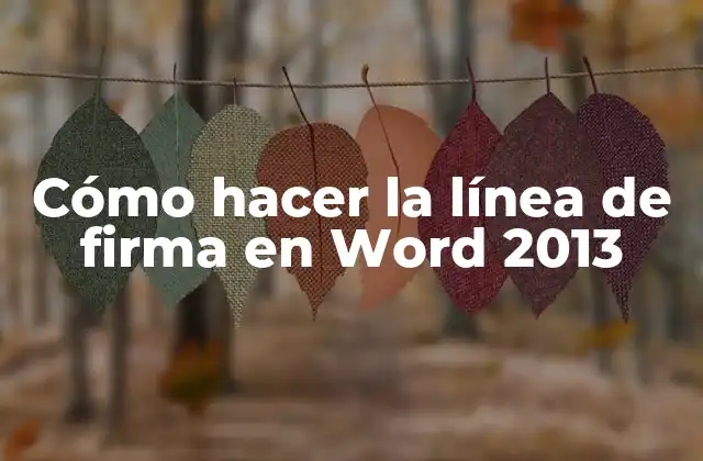 Cómo Hacer la Línea de Firma en Word 2013