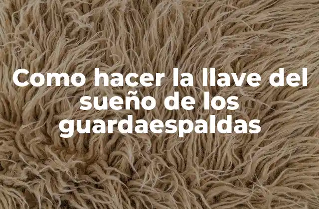 Como Hacer la Llave Del Sueño de los Guardaespaldas