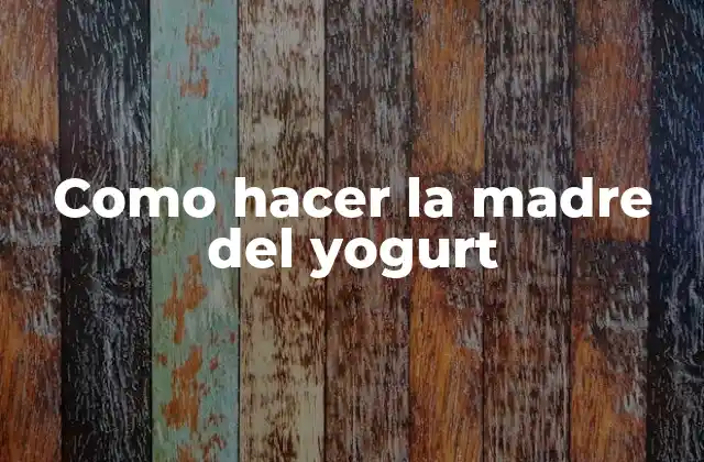 Como Hacer la Madre Del Yogurt