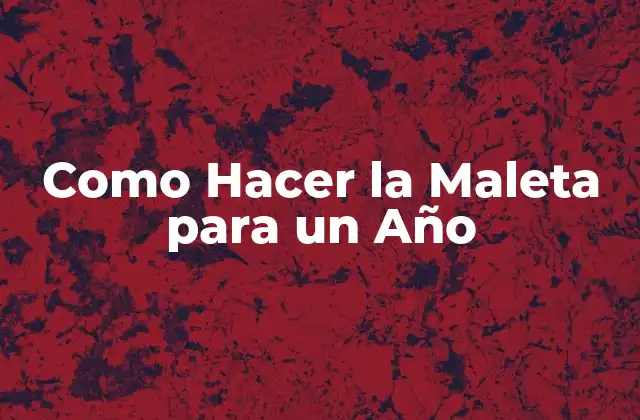 Como Hacer la Maleta para un Año