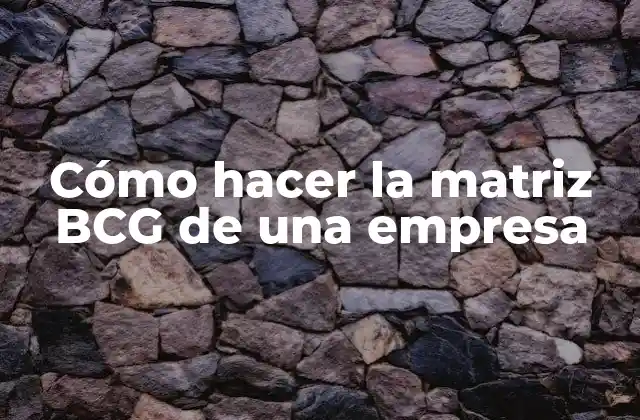 Cómo Hacer la Matriz Bcg de una Empresa