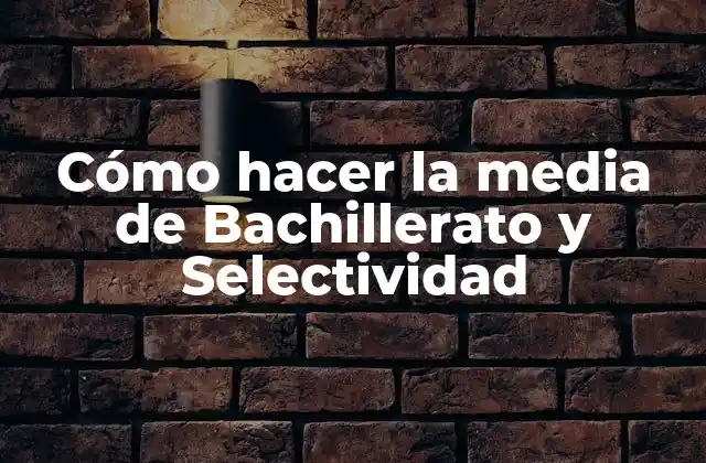 Cómo Hacer la Media de Bachillerato y Selectividad 2 Cómo hacer la media de Bachillerato y Selectividad