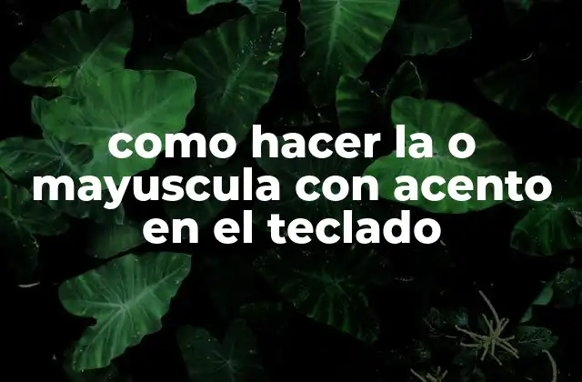 Como Hacer la o Mayuscula con Acento en el Teclado