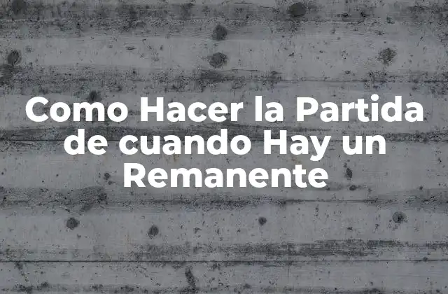 Como Hacer la Partida de Cuando Hay un Remanente