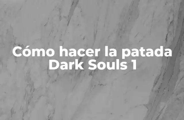 Cómo Hacer la Patada Dark Souls 1 2 La patada Dark Souls 1