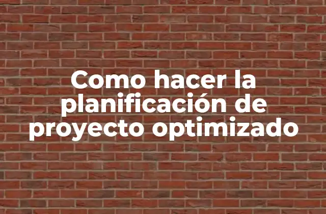 Como Hacer la Planificación de Proyecto Optimizado