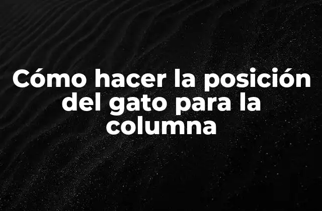 Cómo Hacer la Posición Del Gato para la Columna