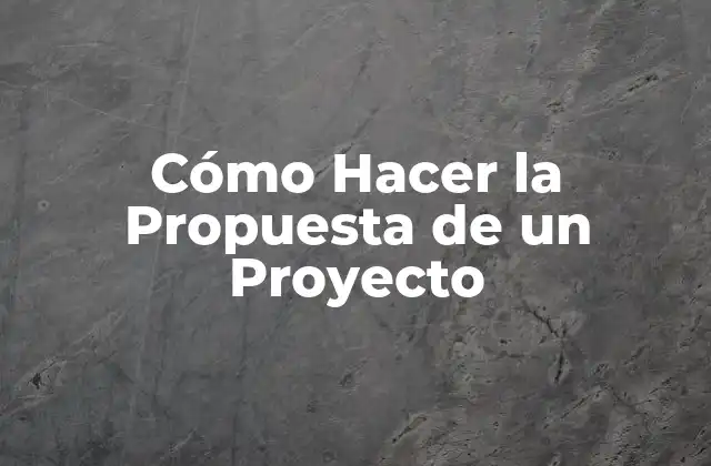 Cómo Hacer la Propuesta de un Proyecto