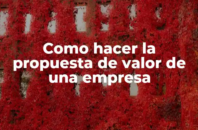 Como Hacer la Propuesta de Valor de una Empresa
