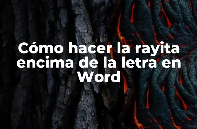 Cómo Hacer la Rayita Encima de la Letra en Word