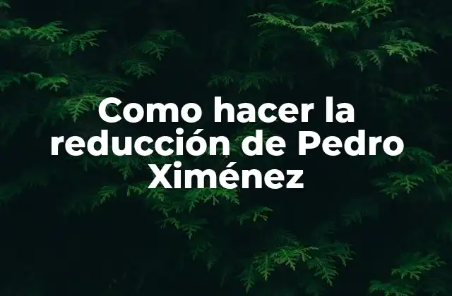 Como Hacer la Reducción de Pedro Ximénez