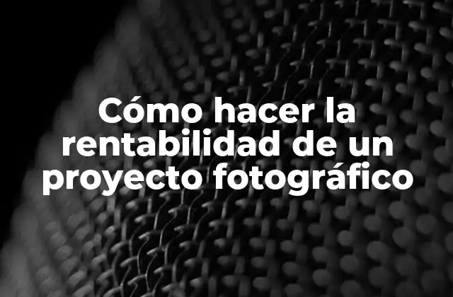 Cómo Hacer la Rentabilidad de un Proyecto Fotográfico