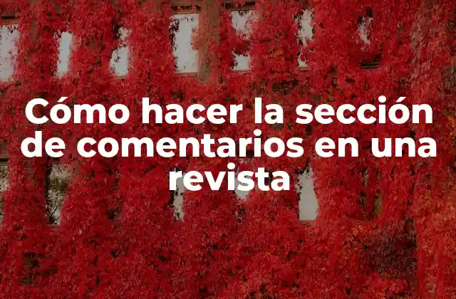 Cómo Hacer la Sección de Comentarios en una Revista