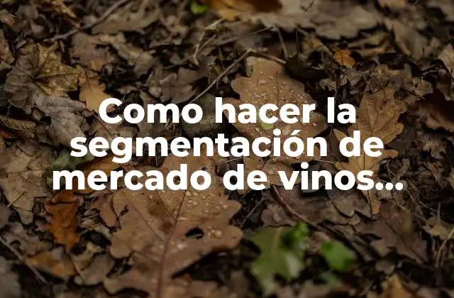 Como Hacer la Segmentación de Mercado de Vinos Kohlberg